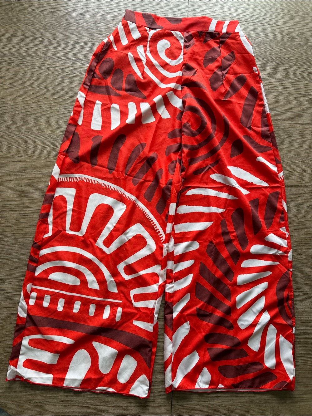 Red and White Printed One-Piece Swimsuit with Matching Pants - Picture 5 of 9
